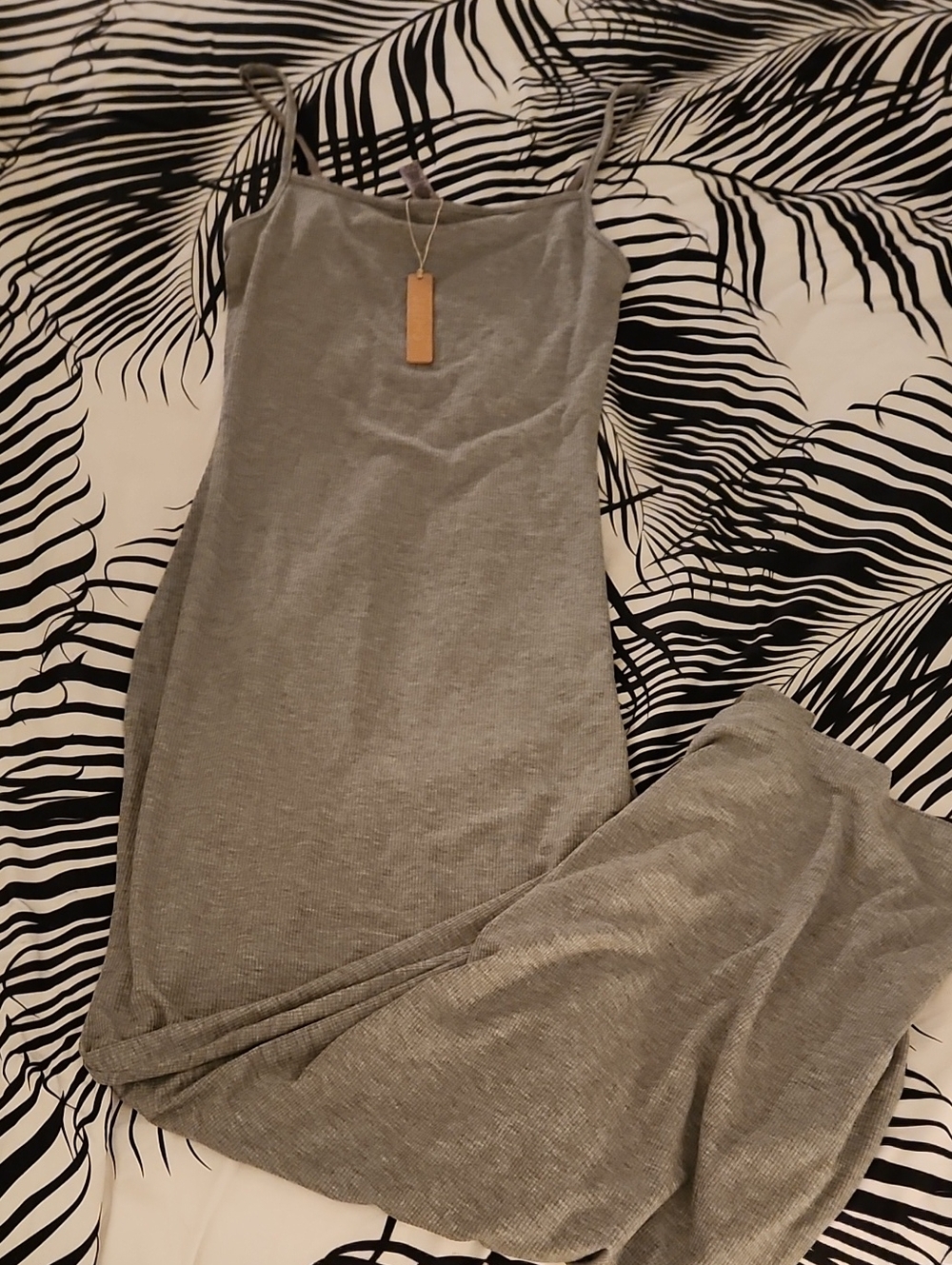 SKIMS Heather Grey Ribbed Slip Dress